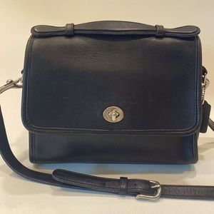 Vtg COACH Court Black Leather Crossbody Top Handle